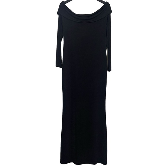 NWT Edikted Susan Fold Over Bodycon Slinky Maxi Dress in Black Size XL - Picture 3 of 8